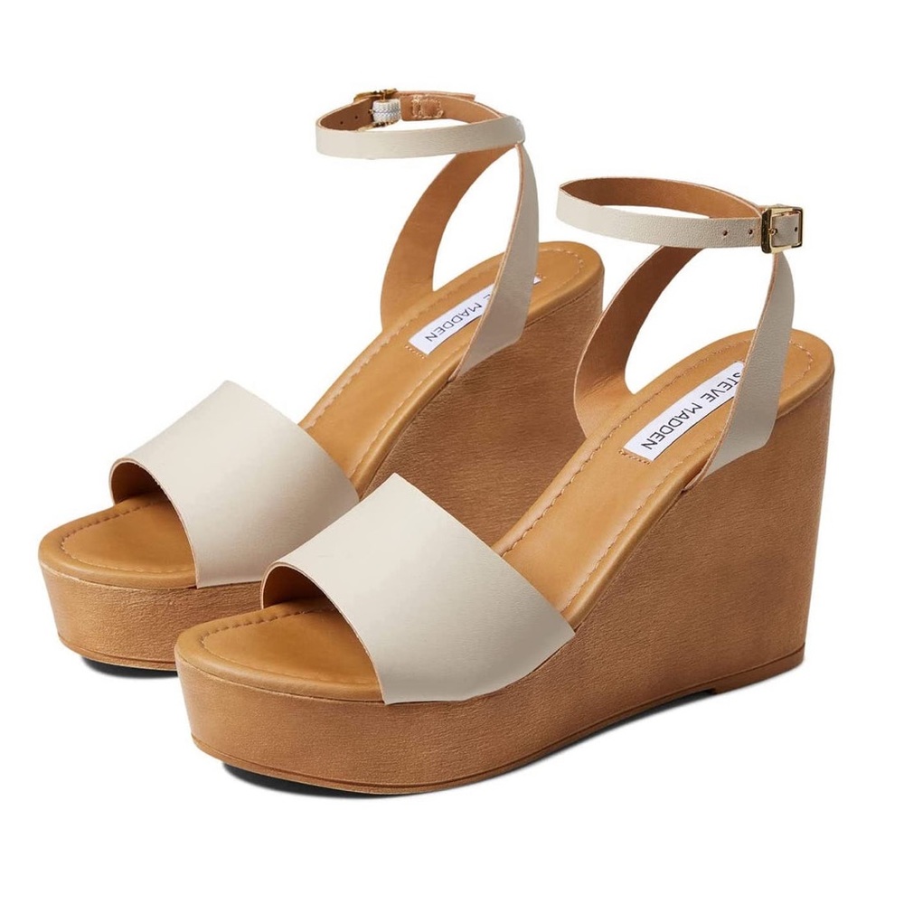 Welsh Ivory Wedge Sandals Steve Madden